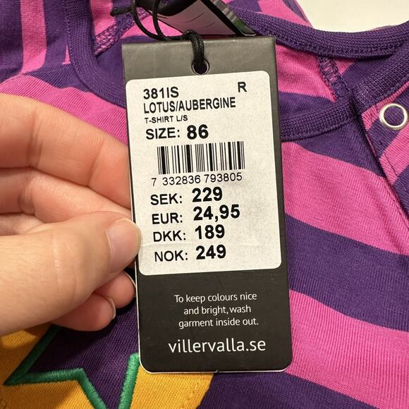 NWT Villervalla Purple Stripe Star Appliqué Long Sleeve Shirt - Picture 6 of 7